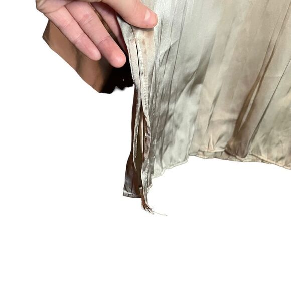 3 for $30! Zara biege satin 1/4 button top - Picture 7 of 9